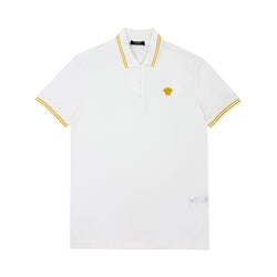 VERSACE MEDUSA EMBROIDERED POLO SHIRT IN WHITE