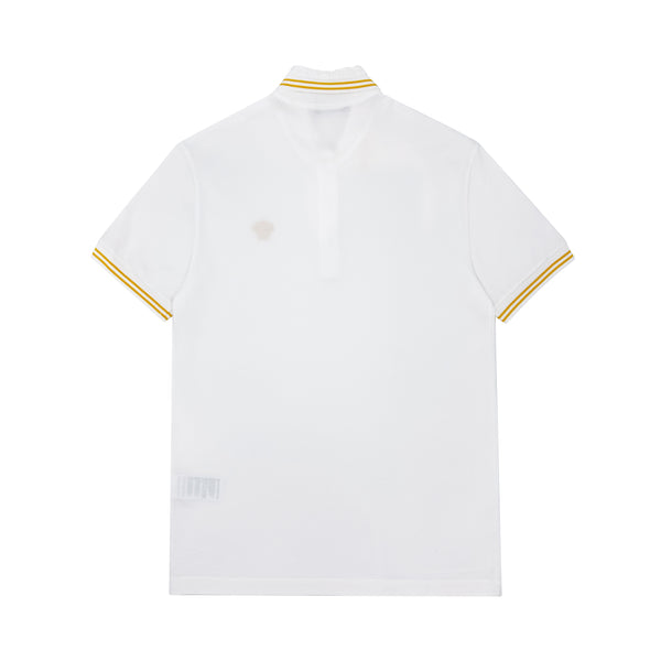 VERSACE MEDUSA EMBROIDERED POLO SHIRT IN WHITE