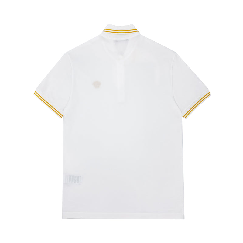 VERSACE MEDUSA EMBROIDERED POLO SHIRT IN WHITE