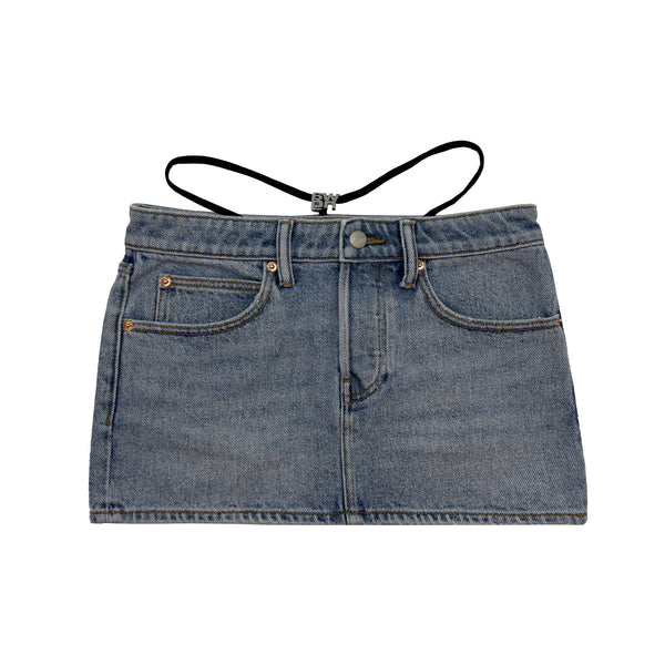 ALEXANDER WANG STRAP DETAIL MINI DENIM SKIRT