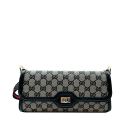 GUCCI LUCE GG CANVAS SHOULDER BAG IN BEGIE AND BLUE