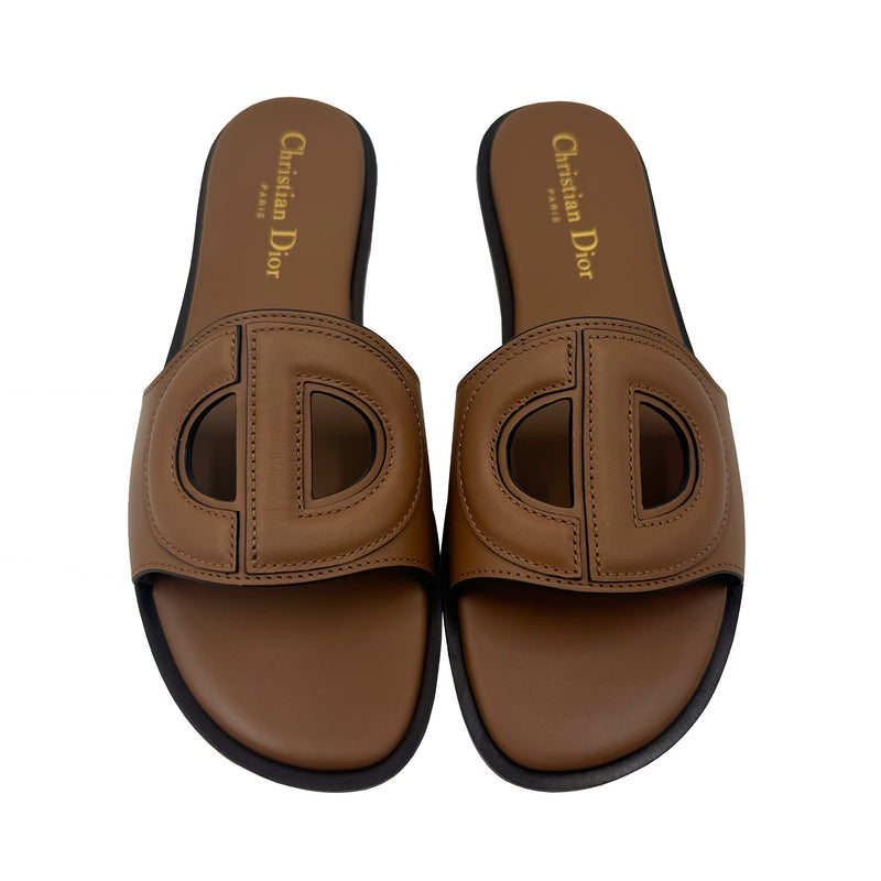 DIOR D-CLUB LEATHER FLAT SANDALS