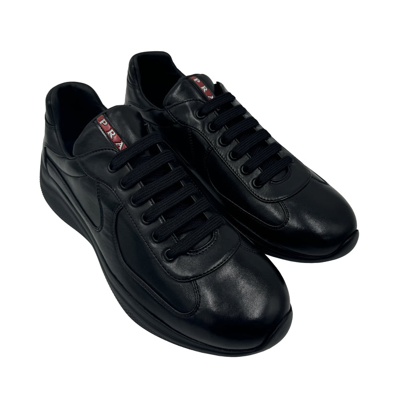 PRADA AMERICA'S CUP LEATHER SNEAKERS IN BLACK