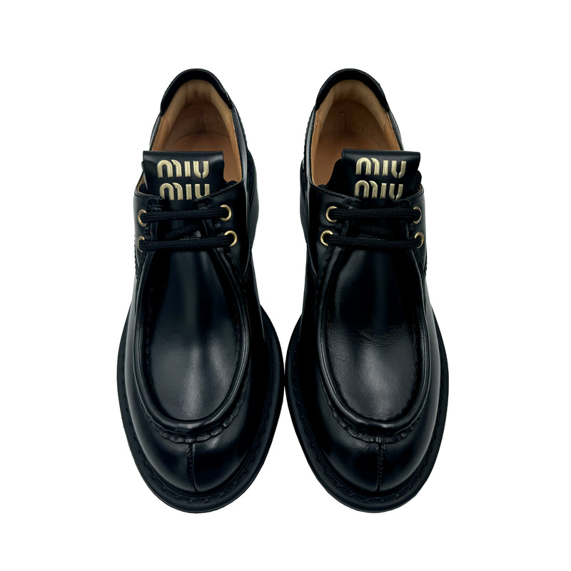 MIU MIU LEATHER LACE UP SHOSE