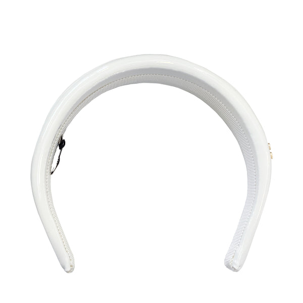 MIU MIU LEATHER HEADBAND IN WHITE