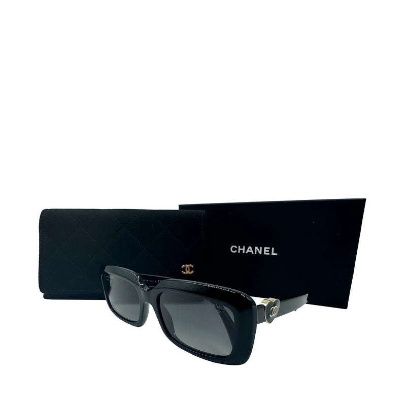 CHANEL HEART CHARM RECTANGLE SUNGLASSES