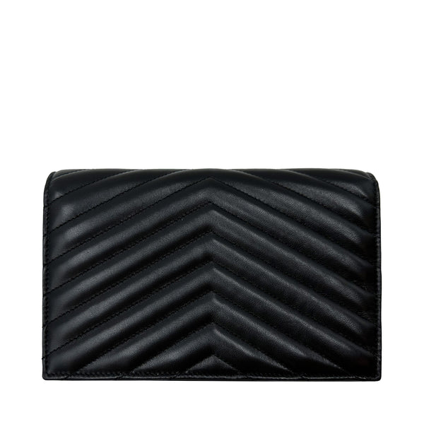 SAINT LAURENT ENVELOPE CHAIN WALLET IN BLACK