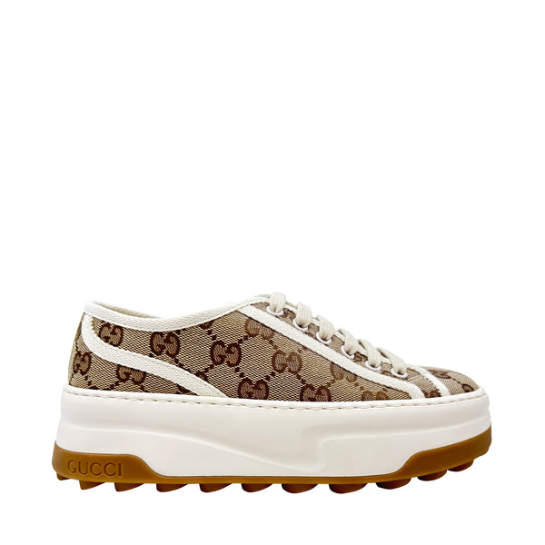 GUCCI GG SNEAKER IN BEGIE AND EBONY