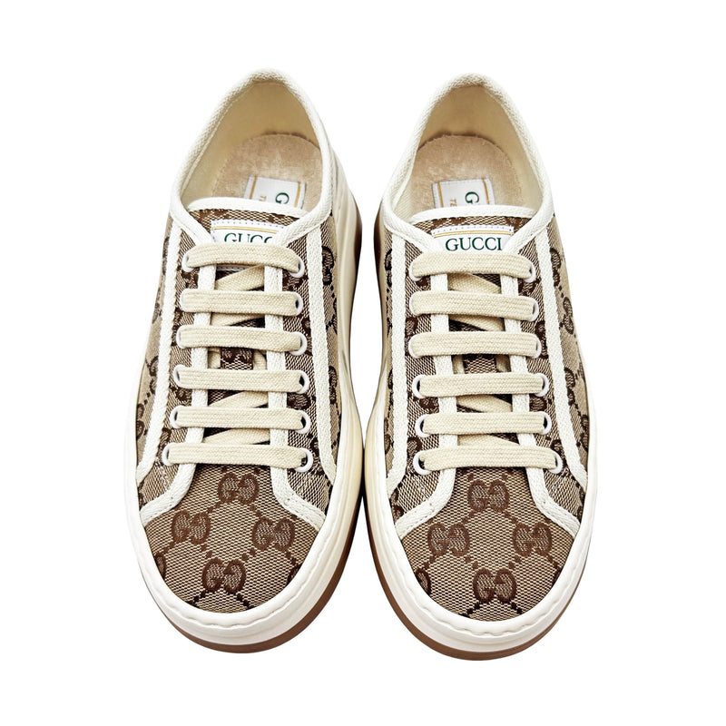 GUCCI GG SNEAKER IN BEGIE AND EBONY