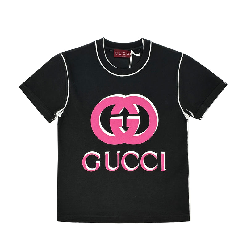 GUCCI INTERLOCKING G PRINTED JERSEY COTTON T-SHIRT