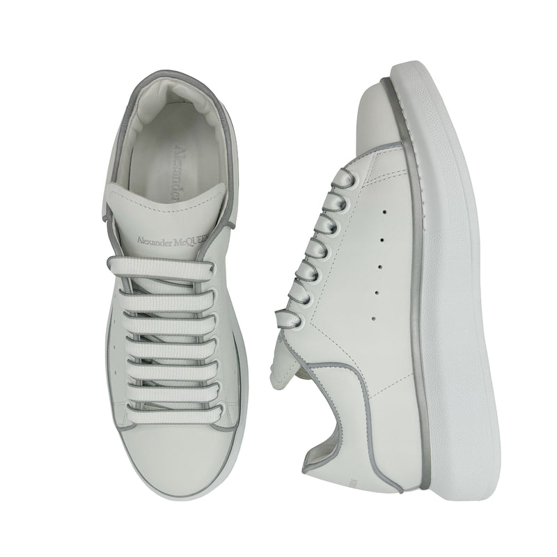 ALEXANDER MCQUEEN OVERSIZE SNEAKERS IN WHITE AND SLIVER