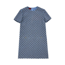 GUCCI BOUCLE GG SHADOW DRESS IN BLUE