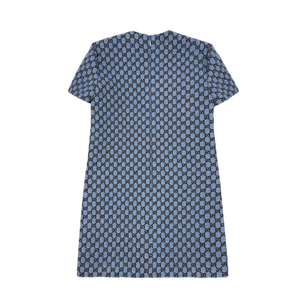 GUCCI BOUCLE GG SHADOW DRESS IN BLUE