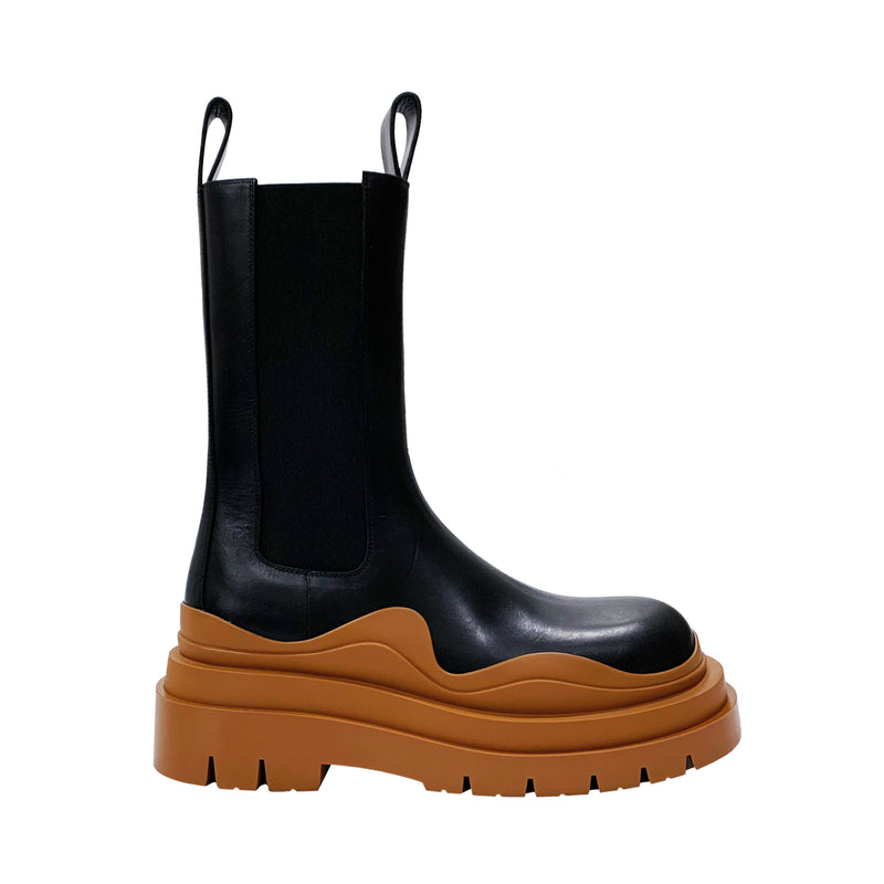 Bottega Veneta Black Leather Tire Boots Designer code 630297VBS50 Luxury Fashion Eshop Lamode .hk La Mode