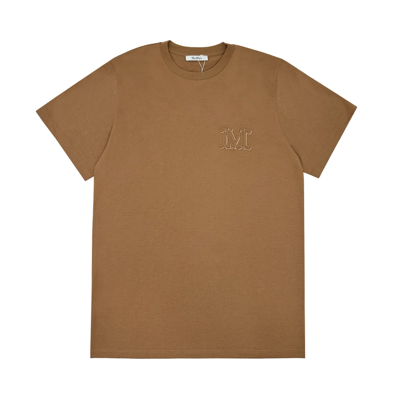 MAX MARA MANGO LOGO EMBROIDERED T-SHIRT IN BEIGE