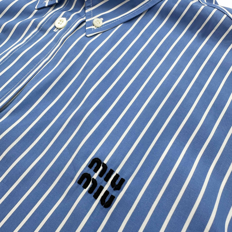 MIU MIU BLUE STRIPED SHIRT DRESS