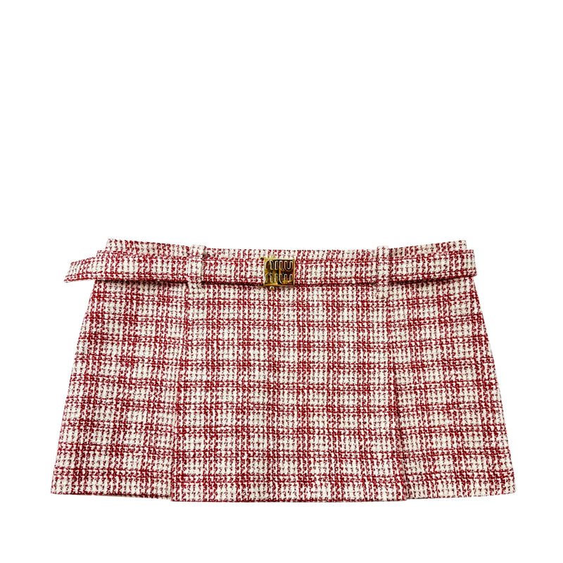 MIU MIU CHECK PRINT SKIRT