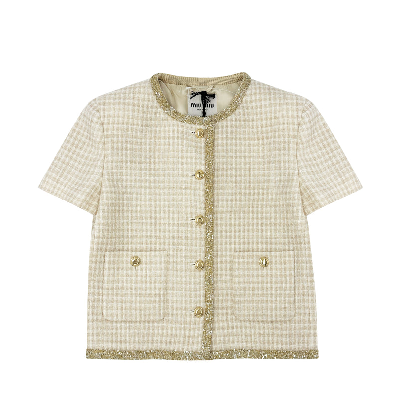 MIU MIU SINGLE-BREASTED CHECK JACKET