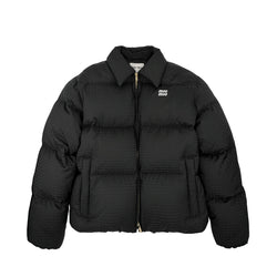 MIU MIU LOGO PRINTED DOWN JACKET IN BLACK