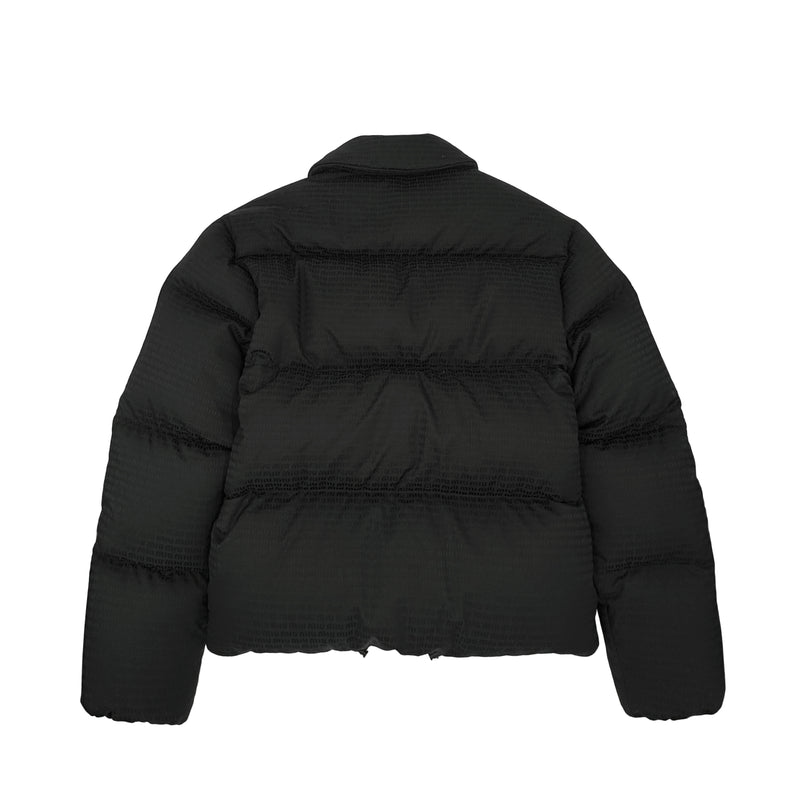 MIU MIU LOGO PRINTED DOWN JACKET IN BLACK