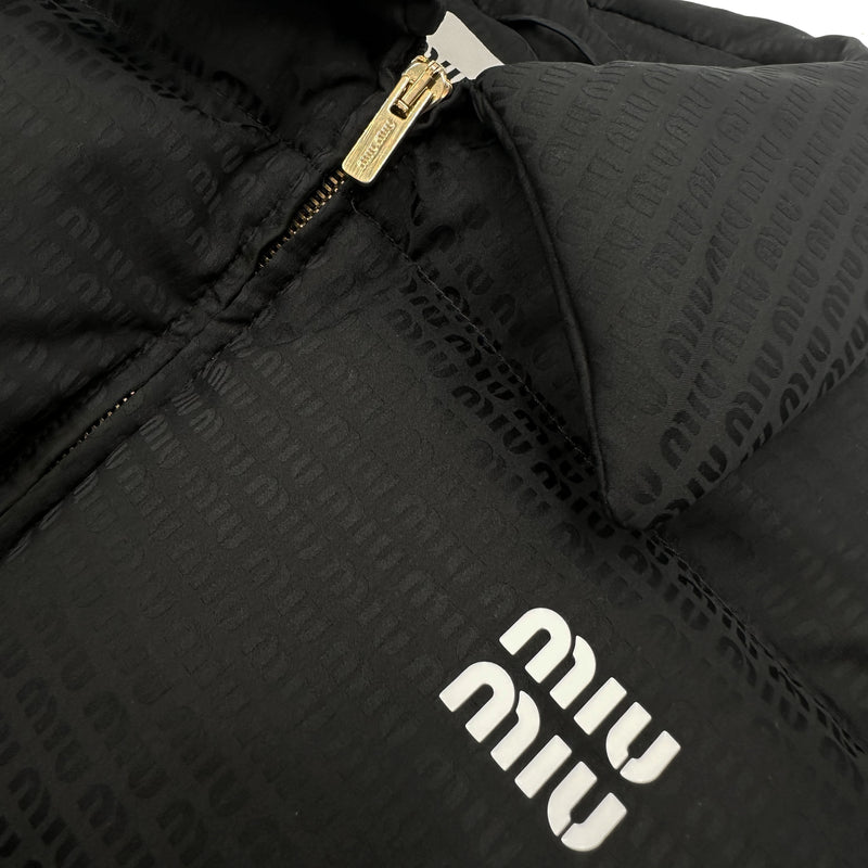 MIU MIU LOGO PRINTED DOWN JACKET IN BLACK