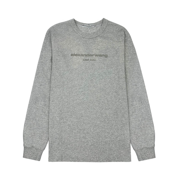 ALEXANDER WANG LOGO PRINTED LONG SLEEVES T-SHIRT IN GREY