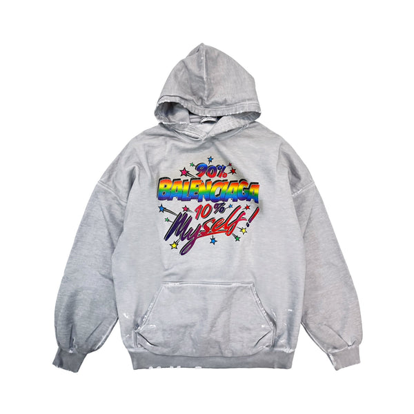 Balenciaga Rainbow Logo Cotton Hoodie | Designer code: 675003TMVH4 | Luxury Fashion Eshop | Lamode.com.hk