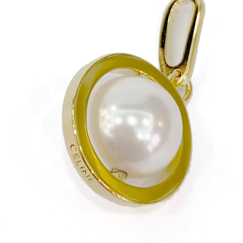 Celine Separables Swivel Pearl Pendant In Brass With Gold Finish And Glass Pearl | Designer code: 46Z116BPE | Luxury Fashion Eshop | Lamode.com.hk