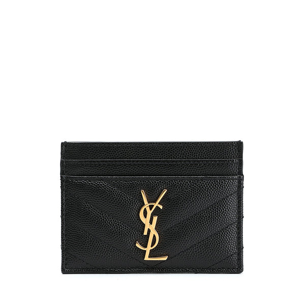 Saint Laurent Monogram Quilted Textured Leather Card Holder | Designer code: 423291BOW01 | Luxury Fashion Eshop | Lamode.com.hk